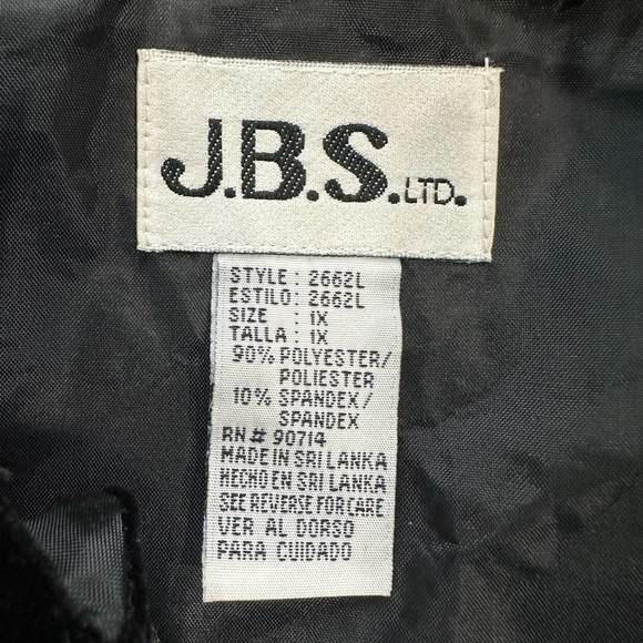 J.B.S. Vintage Black Velvet Mandarin Collar Elegant Black Wedding Event Sz 1X - Picture 6 of 10